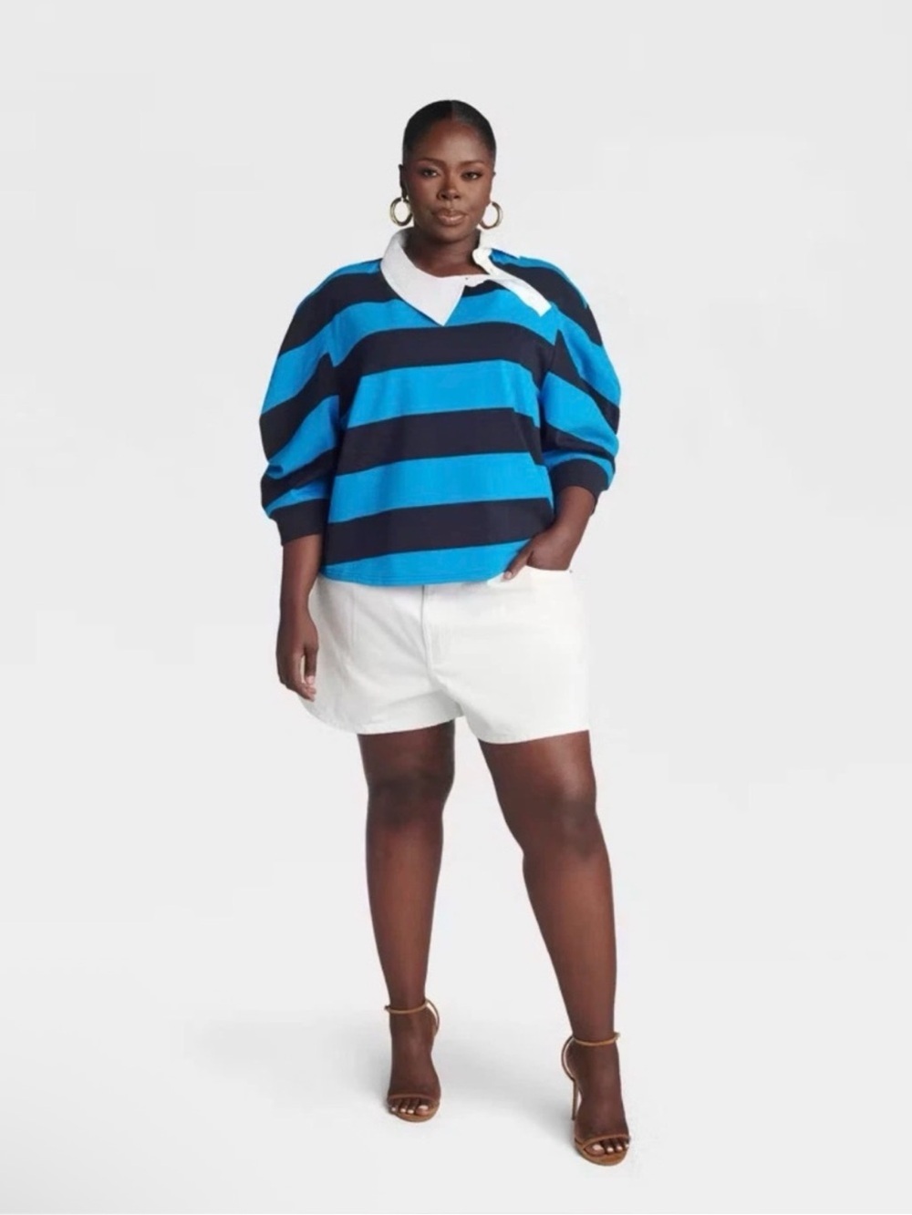 KBB by KAHLANA XL Striped crewneck with White Collar - Picture 3 of 4